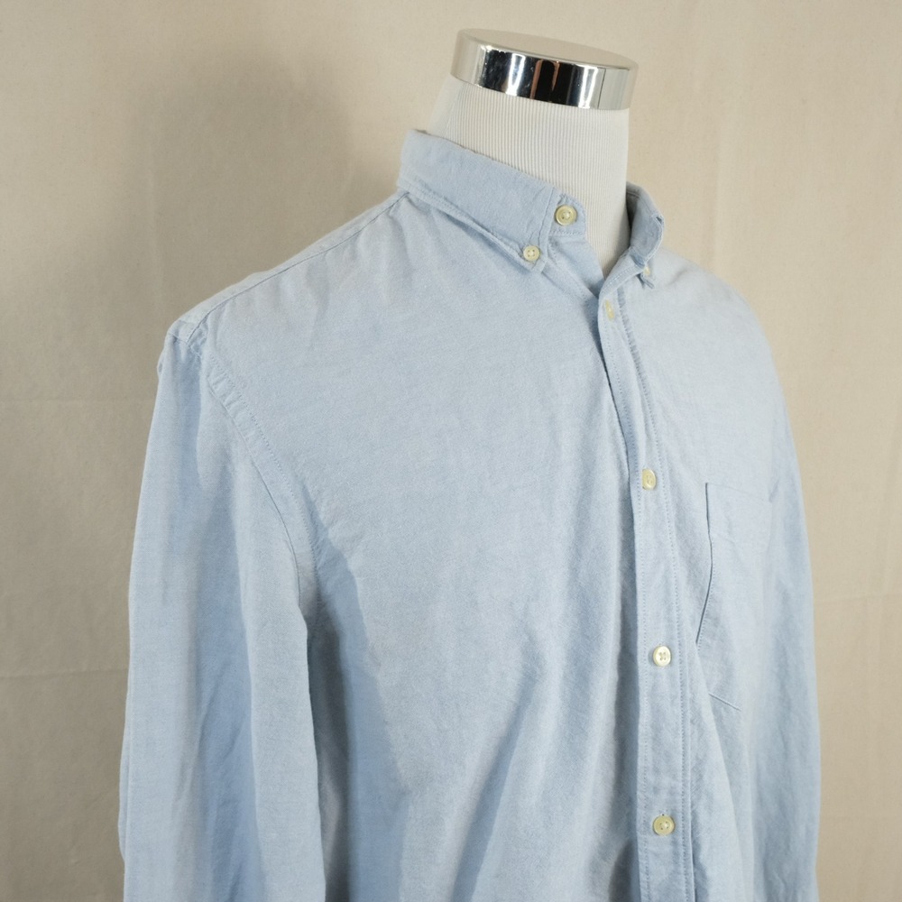 H&M XL Regular Fit Oxford Button Down Shirt Light Blue 100% Cotton Casual Mens